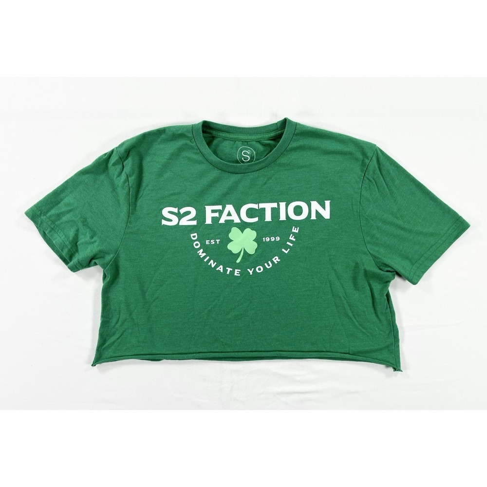 S2 Faction Supplement Superstores Crop Top‎ Womens Small Green Gym St Patricks